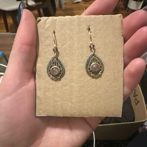 Elegant Gold and Purple Teardrop Earrings